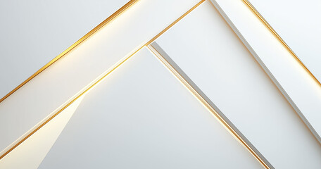 White background with light gray and gold lines, with minimalist abstract geometric shapes. AI generation