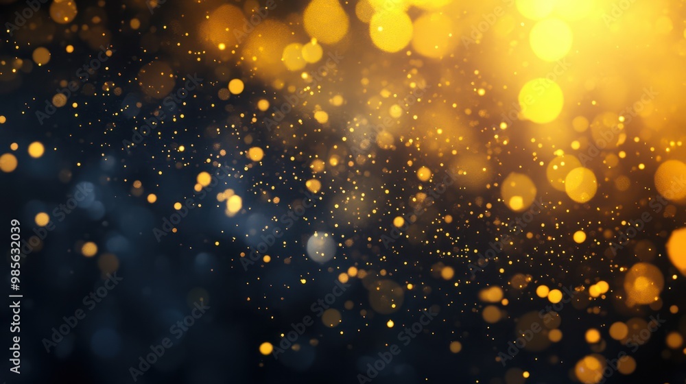 Poster yellow glow particle abstract bokeh background transparent background