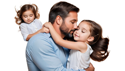  touching father daughter foreheads hugging studio adult african american arm black casual attire cheerful children childhood crop cute father daughter family father fun girl happy hug children love