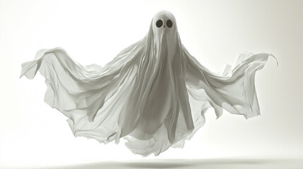 Ethereal Ghost Floating on White Background
