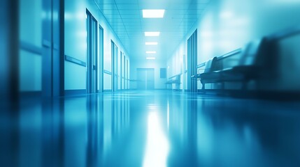 Abstract blurred hospital and clinic interior for medical blue background background background