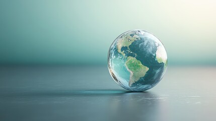 Glass Earth Globe on Teal Background
