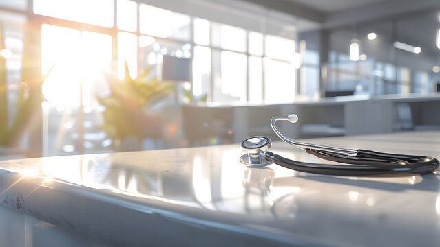 Stethoscope on a hospital desk. Medical related wallpapers.
