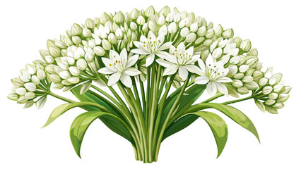 Fototapeta premium Illustration of Allium Flower, Stunning Allium Flower Vector Illustration - Exquisite White Globe with Radiating Petals, Perfect for Landscaping and Decorative Themes 