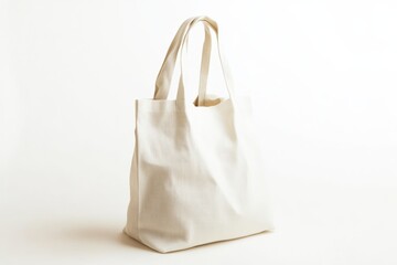 Ecofriendly reusable shopping bag, durable and lightweight, minimalistic design, on solid white background, single object.,