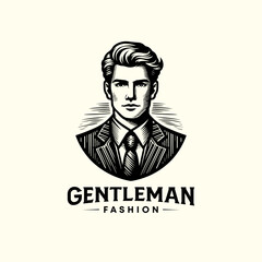 Gentleman fashion tailor clothes logo design. Professional smart businessman retro vintage vector logo.  male fashion logo illustration.  Gentleman logo