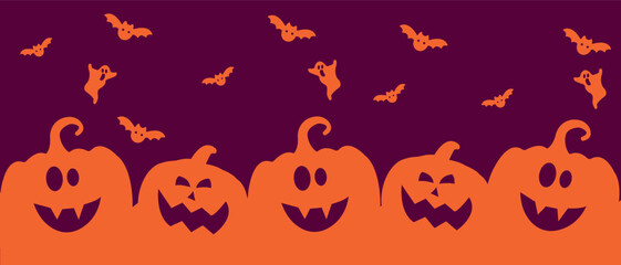 Halloween themed banners and patterns. Halloween theme vector illustration