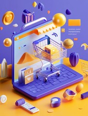 Obraz premium Comprehensive e-commerce SEO plan with clear steps and vibrant graphics, ultra-detailed and professional