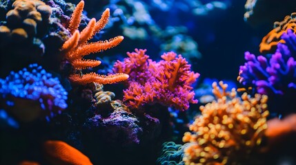 Colorful coral reef under clear ocean water