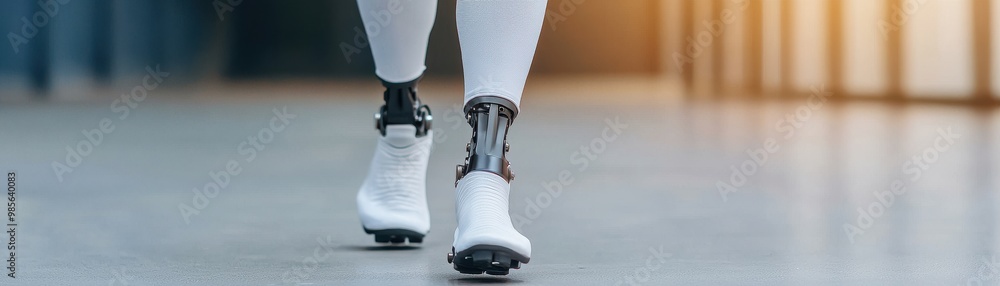 Aufkleber robot foot walking on a smooth surface, showcasing advanced technology and innovation in robotics.