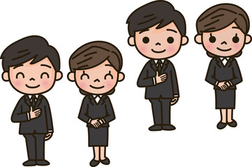 黒いスーツの男性と女性