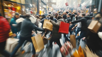 Shoppers rushing and fighting over discounted products on black friday