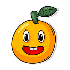 Funny doodle fruit cartoon with cute expression