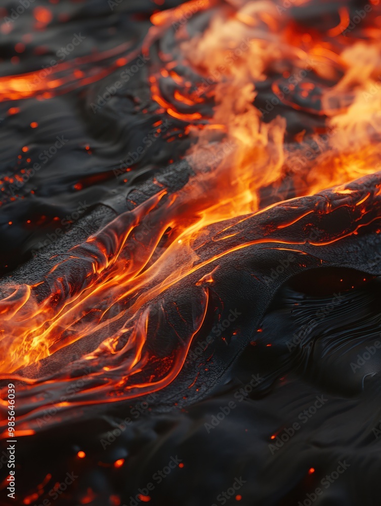 Poster 3d image of burning red rubber, featuring detailed flames and realistic textures in a vibrant and dy