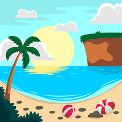 Summer beach scene vector background