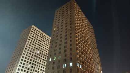 skyscrapers at night