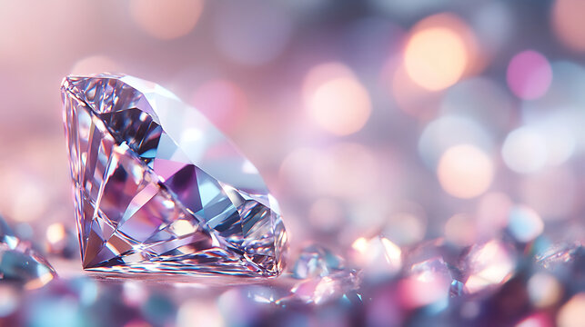 Fototapeta A mesmerizing and photo-realistic illustration of a sparkling diamond, its facets reflecting light in a million colors, rendered in 12K 