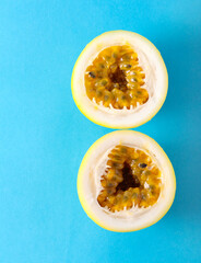 Passion fruit over blue