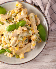 Turkey fillet with green beans and corn