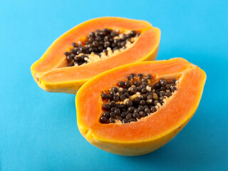 Passion fruit over blue