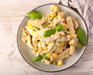 Turkey fillet with green beans and corn