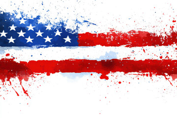 Watercolor American Flag with White Background