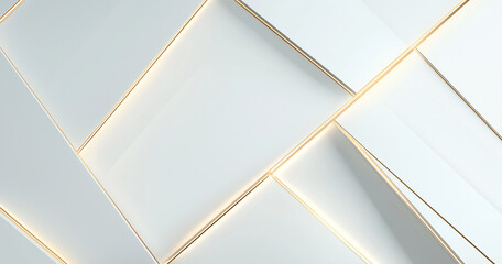 Obraz premium White background with light gray and gold lines, with minimalist abstract geometric shapes. AI generation