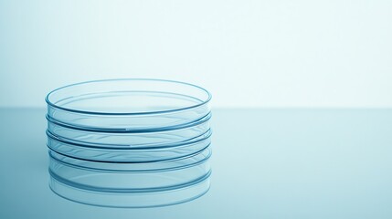 Obraz premium Stacked Glass Petri Dishes on a Blue Surface