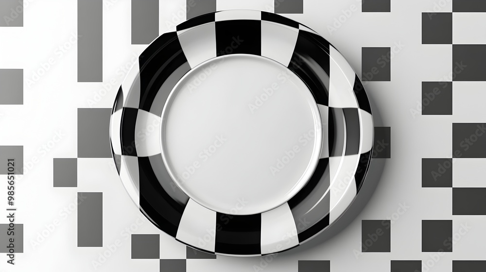 Poster minimalist circular checkerboard frame with clean copy space