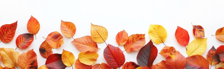 Isolated Autumn Leaves Top View with Text Area