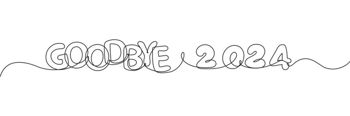  Continuous line drawing of goodbye 2024 eps 10