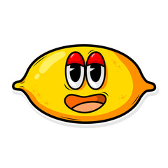 Funny doodle fruit cartoon with cute expression