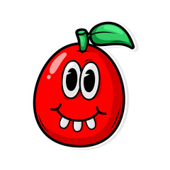 Funny doodle fruit cartoon with cute expression