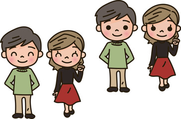 若い男女のイラストセット
