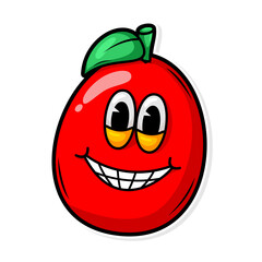Funny doodle fruit cartoon with cute expression