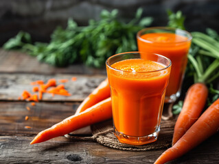 carrot juice on a table