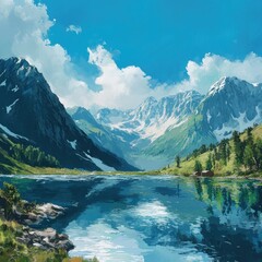 Fototapeta premium the beautiful landscape of the mountains and