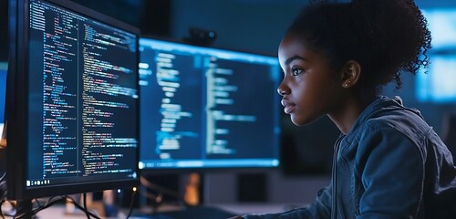 AR use in server rooms by an African American IT expert for data security.