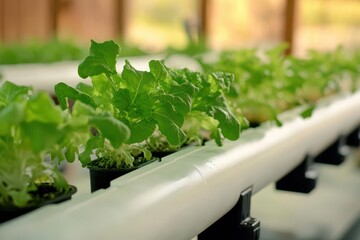 Close-up of a hydroponic system with automated nutrient feeding and moisture monitoring, high-tech agriculture innovation