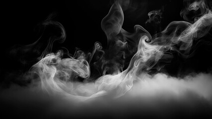 Fog or Smoke on black Background.