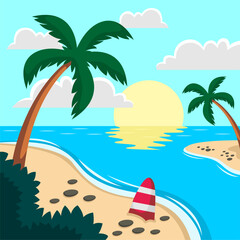 Fototapeta premium Summer beach scene vector background