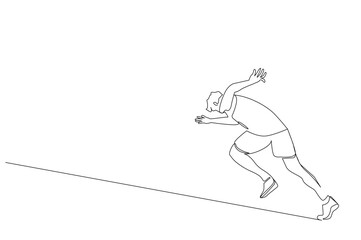 men athletes running race marathon move lifestyle one line art design vector