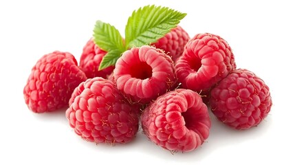 Fresh Red Raspberries Isolated on White Background