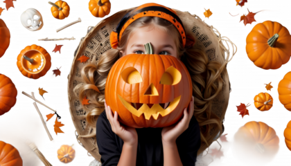  child holding cute their costume halloween pumpkin halloween face halloween pumpkin children head face children celebration costume children person holiday fun childhood party cute carnival orange