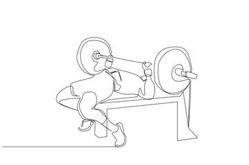 powerlifting athlete press weight sports power lifestyle one line art design vector