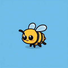 Obraz premium cartoon cute little bee flying on the dotted line to find sweet honey cartoon vector icon illustration. icon concept isolated flat cartoon style