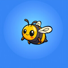 cartoon cute little bee flying on the dotted line to find sweet honey cartoon vector icon illustration. icon concept isolated flat cartoon style