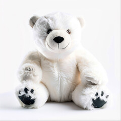 cute plush polar bear product photography isolated