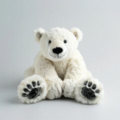 cute plush polar bear product photography isolated