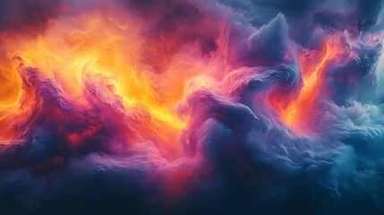 Fototapeta premium Dreamy spray-paint graffiti patterns flowing through the air, soft pastel clouds intertwining with vibrant neon colors, misty textures blending with abstract cloud formations, illuminated by a soft,
